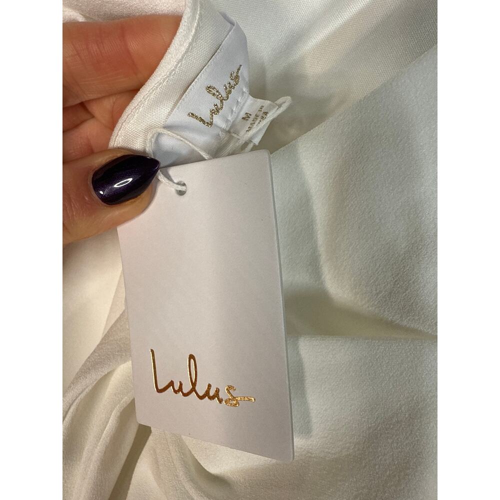 NWT Lulus Loving Fate White Bow Square Neck Backless Maxi Dress Wedding Bride M - Picture 10 of 11